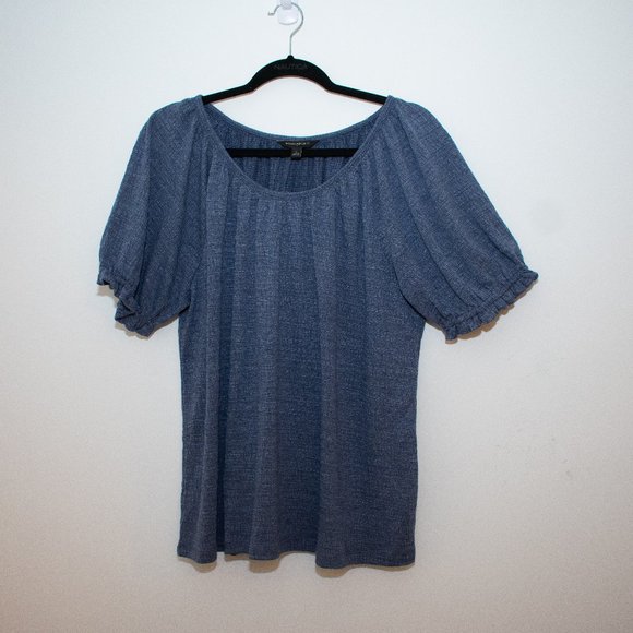 Banana Republic Tops - Banana Republic Blue Textured Peasant Top Size Large